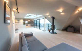 open plan living in the penthouse apartment at Chalet Saunton